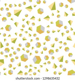 Light Green, Yellow vector seamless, isometric texture with poly style with cubes. Abstract illustration with colorful lines, cubes. Pattern for design of fabric, wallpapers.