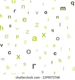 Light Green, Yellow vector seamless layout with latin alphabet. Blurred design in simple style with signs of alphabet. Pattern for trendy fabric, wallpapers.