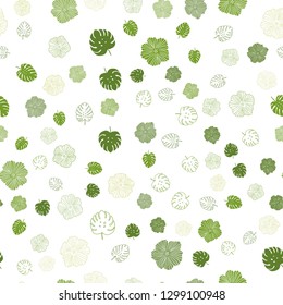 Light Green, Yellow vector seamless doodle backdrop with leaves, flowers. Colorful illustration in doodle style with leaves, flowers. Pattern for trendy fabric, wallpapers.