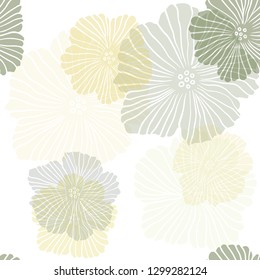 Light Green, Yellow vector seamless natural backdrop with flowers. An elegant bright illustration with flowers. Design for wallpaper, fabric makers.