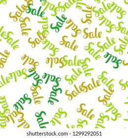 Light Green, Yellow vector seamless template with 70, 90% selling. Gradient illustration with discount signs on white backdrop. Backdrop for ads, leaflets of Black Friday.