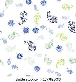 Light Green, Yellow vector seamless natural backdrop with leaves and flowers. Brand new colored illustration with leaves and flowers. Design for textile, fabric, wallpapers.
