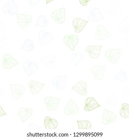 Light Green, Yellow vector seamless elegant wallpaper with leaves. Sketchy doodles with leaves on blurred background. Template for business cards, websites.