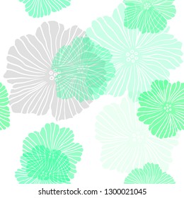Light Green, Yellow vector seamless elegant wallpaper with flowers. Colorful illustration in doodle style with flowers. Pattern for design of fabric, wallpapers.