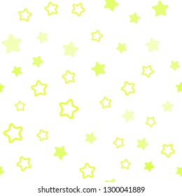 Light Green, Yellow vector seamless cover with small and big stars. Modern geometrical abstract illustration with stars. Texture for window blinds, curtains.