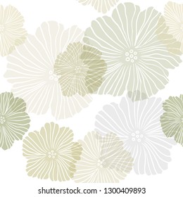 Light Green, Yellow vector seamless doodle background with flowers. Flowers with gradient on white background. Design for textile, fabric, wallpapers.