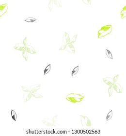 Light Green, Yellow vector seamless abstract pattern with leaves. A vague abstract illustration with leaves in doodles style. Pattern for trendy fabric, wallpapers.