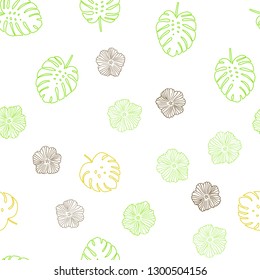 Light Green, Yellow vector seamless abstract design with flowers, leaves. Creative illustration in blurred style with leaves, flowers. Pattern for trendy fabric, wallpapers.