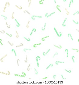 Light Green, Yellow vector seamless background with sweet xmas lollipops.