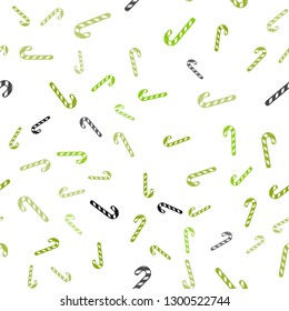 Light Green, Yellow vector seamless template with sweet christmas sticks.