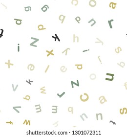 Light Green, Yellow vector seamless template with isolated letters. Blurred design in simple style with signs of alphabet. Pattern for design of fabric, wallpapers.