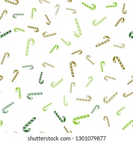Light Green, Yellow vector seamless background with sweet xmas lollipops.