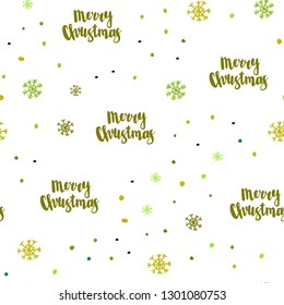 Light Green, Yellow vector seamless texture with colored snowflakes. Glitter abstract illustration with crystals of ice. Trendy design for wallpaper, fabric makers.