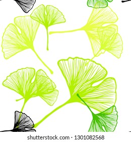 Light Green, Yellow vector seamless doodle pattern with leaves. Glitter abstract illustration with doodles and leaves. Design for wallpaper, fabric makers.