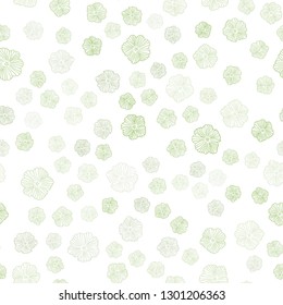 Light Green, Yellow vector seamless natural backdrop with flowers. Illustration with colorful abstract doodle flowers. Pattern for design of fabric, wallpapers.
