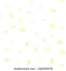 Light Green, Yellow vector seamless abstract backdrop with leaves. Colorful abstract illustration with leaves in doodle style. Pattern for design of fabric, wallpapers.