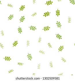 Light Green, Yellow vector seamless doodle texture with leaves. Blurred decorative design in Indian style with leaves. Design for wallpaper, fabric makers.