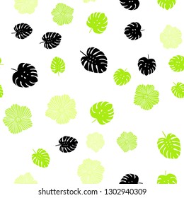 Light Green, Yellow vector seamless abstract backdrop with flowers, leaves. Colorful illustration in doodle style with leaves, flowers. Design for textile, fabric, wallpapers.