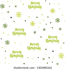 Light Green, Yellow vector seamless template with ice snowflakes. Colorful decorative design in xmas style with snow. Pattern for trendy fabric, wallpapers.