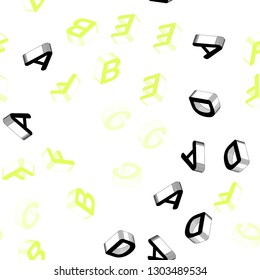 Light Green, Yellow vector seamless background with 3D signs of alphabet. Abstract illustration with colorful 3D latin alphabet. Design for wallpaper, fabric makers.