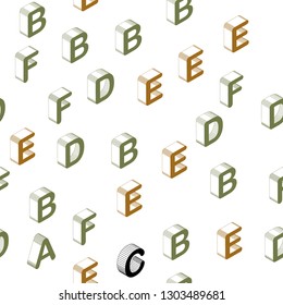 Light Green, Yellow vector seamless backdrop with 3D english symbols. Colorful gradient design in 3D style with signs of alphabet. Template for business cards, websites.