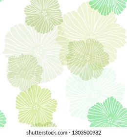 Light Green, Yellow vector seamless doodle background with flowers. Colorful illustration in doodle style with flowers. Texture for window blinds, curtains.