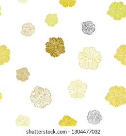 Light Green, Yellow vector seamless elegant wallpaper with flowers. Shining colored illustration with flowers. Pattern for trendy fabric, wallpapers.