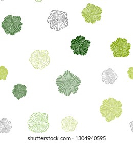 Light Green, Yellow vector seamless doodle layout with flowers. Creative illustration in blurred style with flowers. Template for business cards, websites.