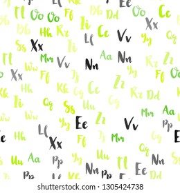 Light Green, Yellow vector seamless template with isolated letters. Colored alphabet signs with gradient on white background. Design for wallpaper, fabric makers.