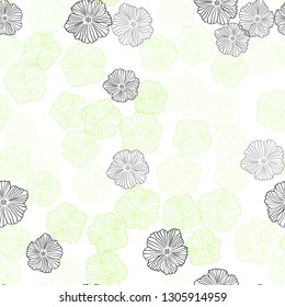 Light Green, Yellow vector seamless doodle backdrop with flowers. Glitter abstract illustration with flowers. Texture for window blinds, curtains.