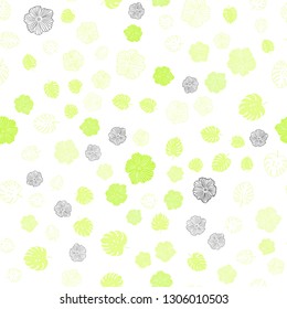 Light Green, Yellow vector seamless abstract pattern with leaves, flowers. Colorful illustration in doodle style with leaves, flowers. Design for textile, fabric, wallpapers.