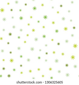 Light Green, Yellow vector seamless pattern with christmas snowflakes. Glitter abstract illustration with crystals of ice. Design for wallpaper, fabric makers.
