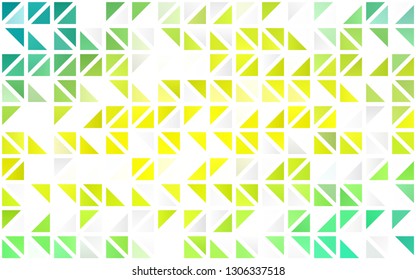 Light Green, Yellow vector seamless backdrop with lines, triangles. Triangles on abstract background with colorful gradient. Pattern for design of window blinds, curtains.