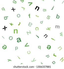 Light Green, Yellow vector seamless pattern with ABC symbols. Modern geometrical illustration with ABC english symbols. Template for business cards, websites.