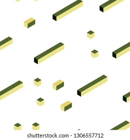 Light Green, Yellow vector seamless, isometric layout with lines, rectangles. Decorative design in abstract style with rectangles. Design for wallpaper, fabric makers.