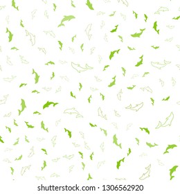 Light Green, Yellow vector seamless background with dolphins. Isolated sea dolphins on white background. Pattern for marine leaflets.