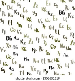 Light Green, Yellow vector seamless backdrop with english symbols. Colored alphabet signs with gradient on white background. Design for wallpaper, fabric makers.