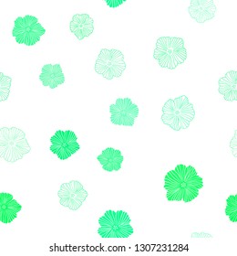 Light Green, Yellow vector seamless doodle layout with flowers. Flowers with gradient on white background. Design for wallpaper, fabric makers.