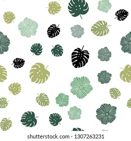Light Green, Yellow vector seamless abstract backdrop with flowers, leaves. Colorful illustration in doodle style with leaves, flowers. Pattern for trendy fabric, wallpapers.