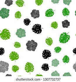 Light Green, Yellow vector seamless elegant template with flowers, leaves. Colorful illustration in doodle style with leaves, flowers. Pattern for design of fabric, wallpapers.