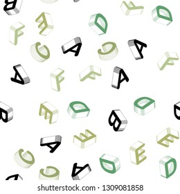 Light Green, Yellow vector seamless layout with 3D latin alphabet. Colorful 3D alphabet signs with gradient on white background. Design for wallpaper, fabric makers.