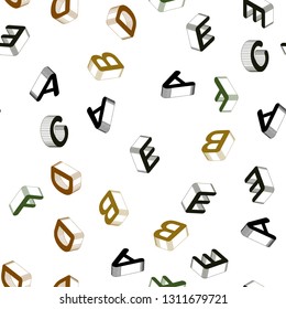 Light Green, Yellow vector seamless background with 3D signs of alphabet. Shining colorful 3D illustration with isolated letters. Pattern for trendy fabric, wallpapers.