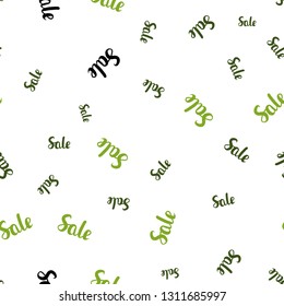 Light Green, Yellow vector seamless layout with discount words. Illustration with signs of sales on abstract template. Design for business ads, commercials.