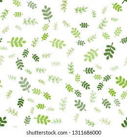 Light Green, Yellow vector seamless elegant pattern with leaves, branches. Leaves, branches in natural style on white background. Pattern for design of fabric, wallpapers.