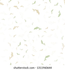 Light Green, Yellow vector seamless template with dolphins. Shining illustration of colorful gradient sea dolphins. Natural design for wallpapers.