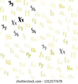 Light Green, Yellow vector seamless texture with ABC characters. Colored alphabet signs with gradient on white background. Template for business cards, websites.