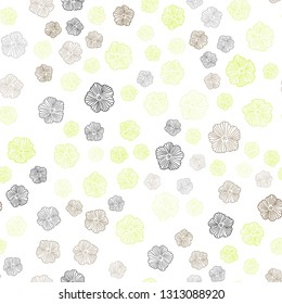 Light Green, Yellow vector seamless abstract pattern with flowers. Flowers in natural style on white background. Design for textile, fabric, wallpapers.