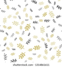 Light Green, Yellow vector seamless elegant pattern with leaves, branches. Abstract illustration with leaves, branches in doodles style. Design for textile, fabric, wallpapers.