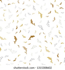 Light Green, Yellow vector seamless background with dolphins. Natural illustration with sea dolphins. Pattern for websites of animals.