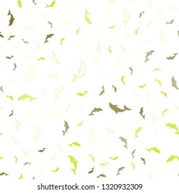Light Green, Yellow vector seamless template with dolphins. Natural illustration with sea dolphins. Pattern for wildlife ad, booklets.